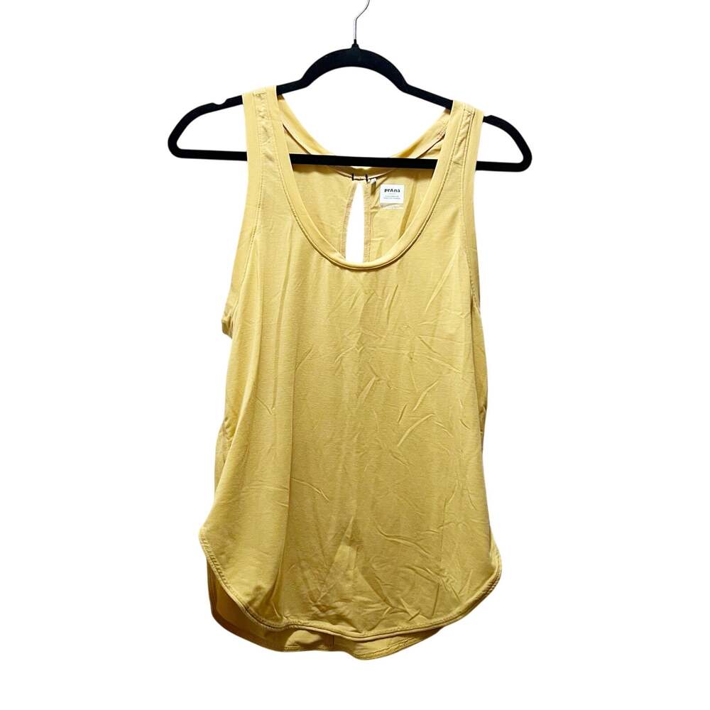 prAna Mustard Yellow Open Back Sleeveless Tank Size Small